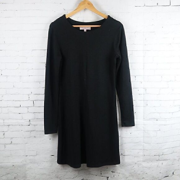 PHILOSOPHY BLACK LONG SLEEVE ROUND NECK MIDI KNIT SWEATER DRESS SIZE SMALL - Picture 1 of 9